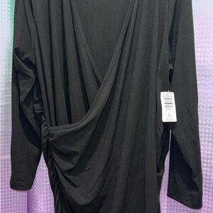 NWT Torrid 3X Black Ribbed Wrap Tunic Top